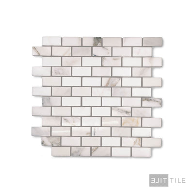 Calacatta Gold Marble 1X2 Brick Polished Mosaic