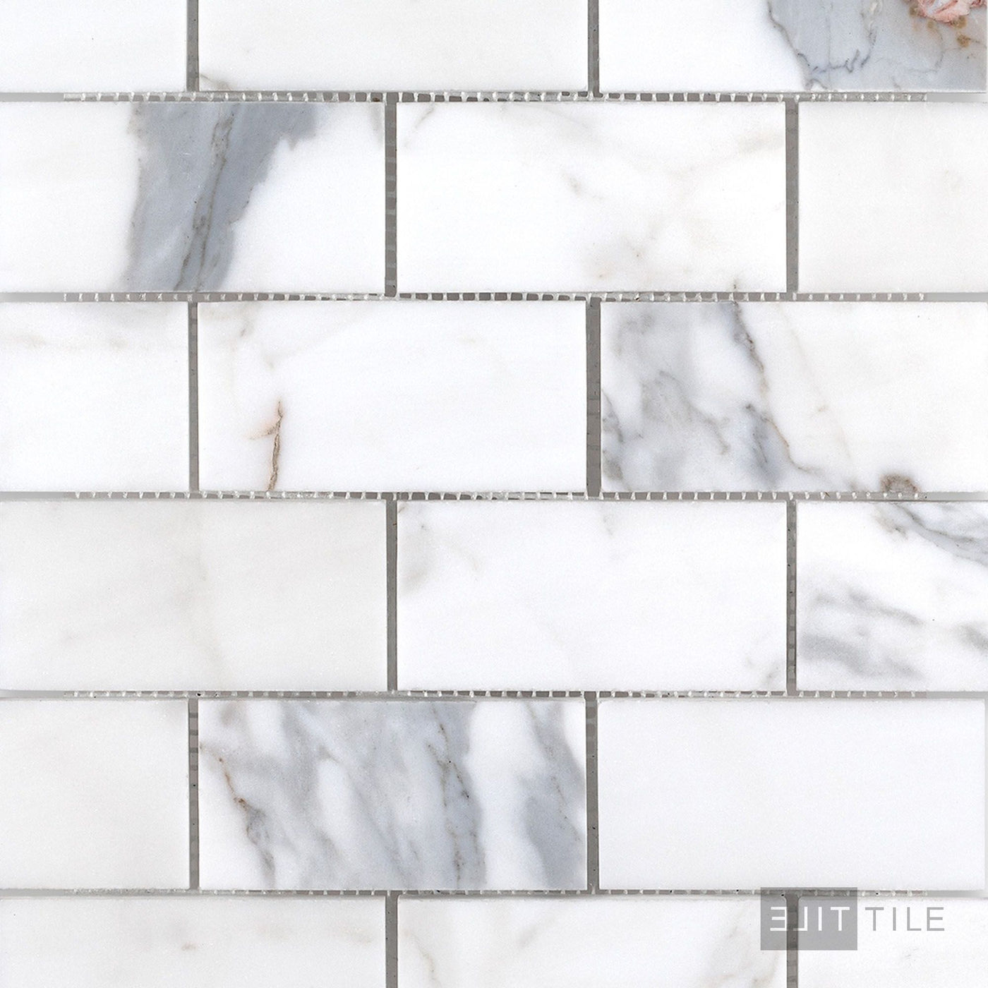 Calacatta Gold Marble 2X4 Brick Honed Mosaic