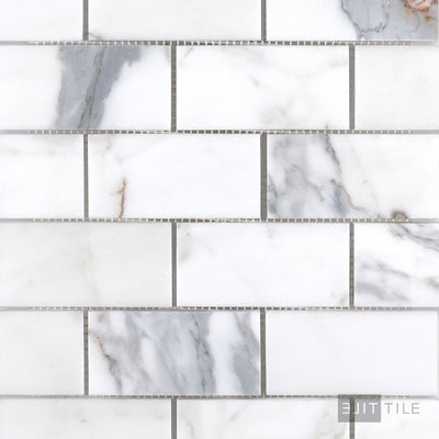 Calacatta Gold Marble 2X4 Brick Honed Mosaic