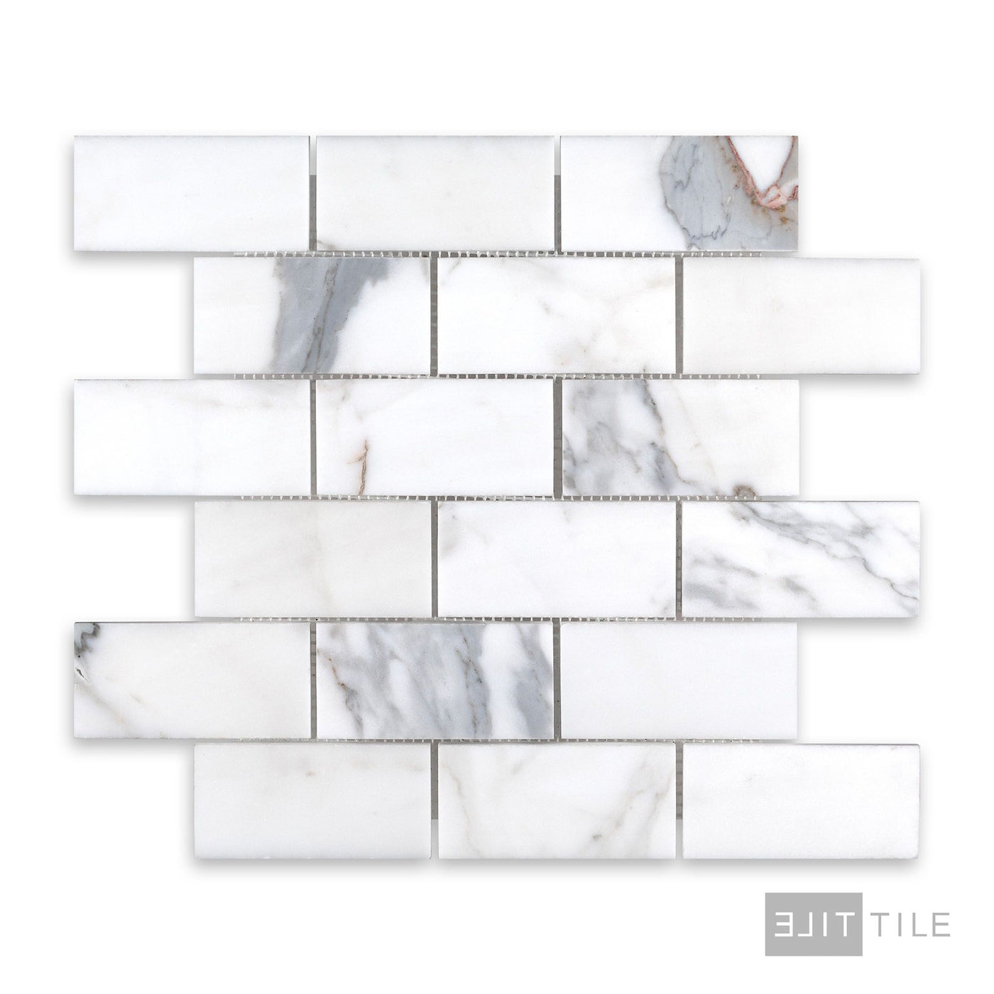 Calacatta Gold Marble 2X4 Brick Honed Mosaic
