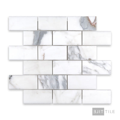 Calacatta Gold Marble 2X4 Brick Honed Mosaic