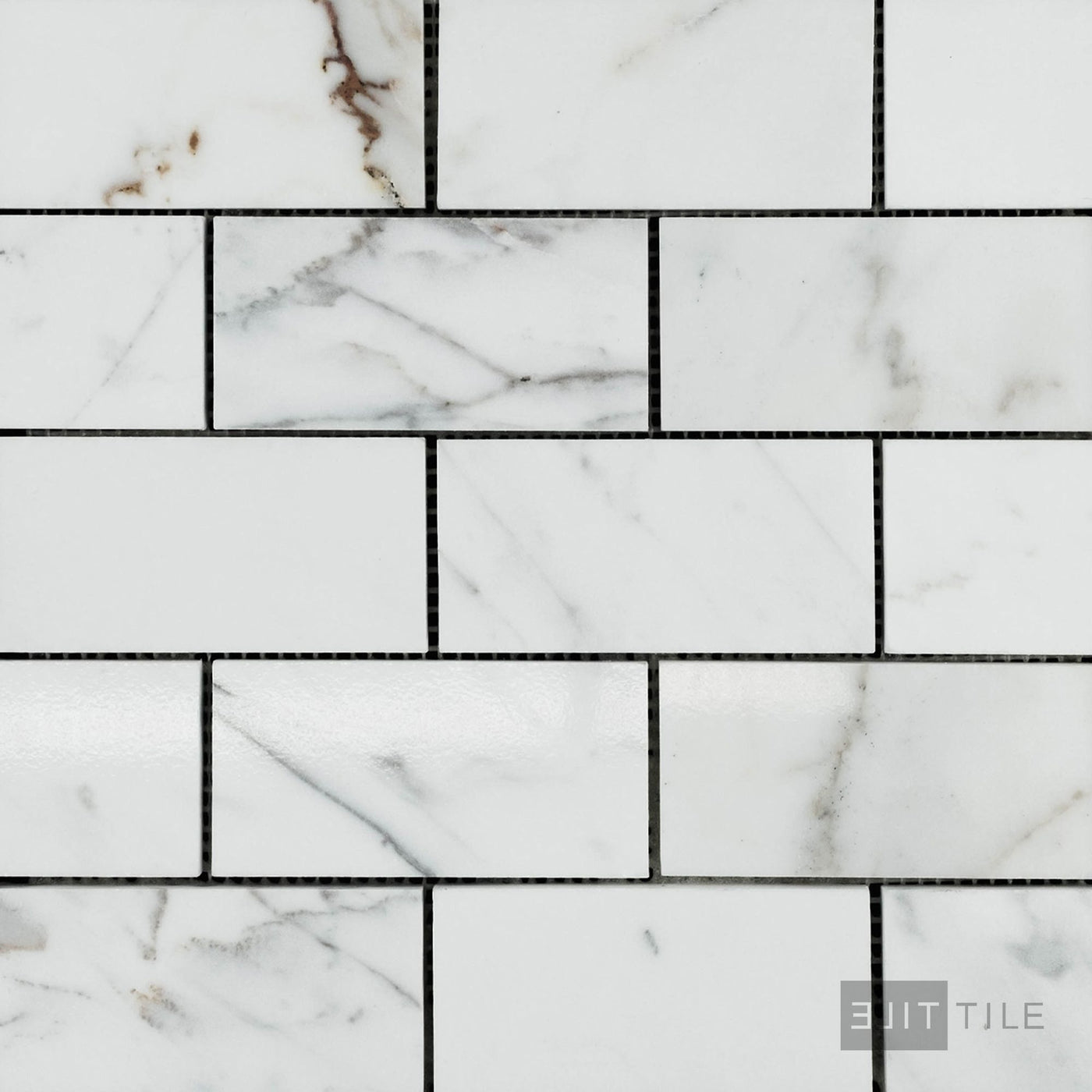 Calacatta Gold Marble 2X4 Brick Polished Mosaic