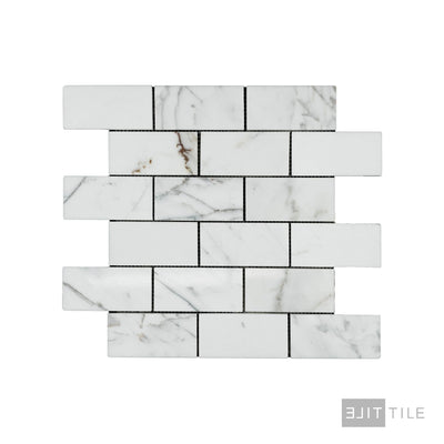 Calacatta Gold Marble 2X4 Brick Polished Mosaic
