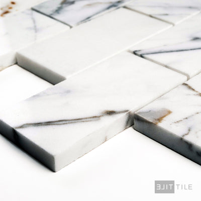 Calacatta Gold Marble 2X4 Brick Polished Mosaic