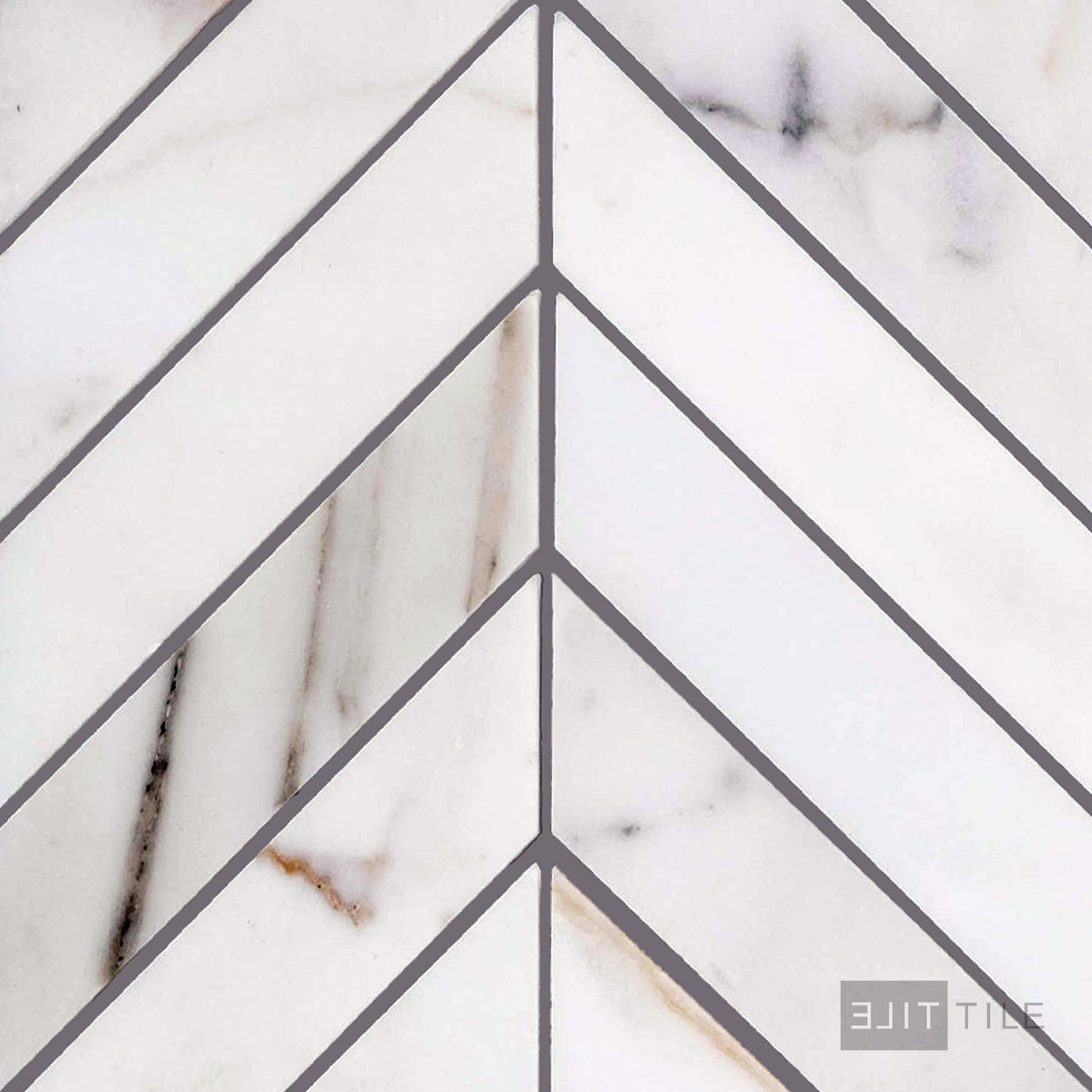 Calacatta Gold Marble Chevron Honed Mosaic