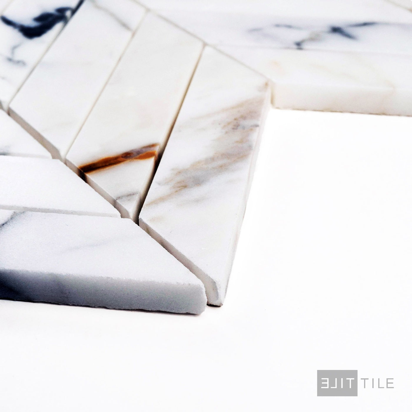 Calacatta Gold Marble Chevron Honed Mosaic