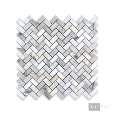 Calacatta Gold Marble 5/8X1-1/4 Herringbone Honed Mosaic