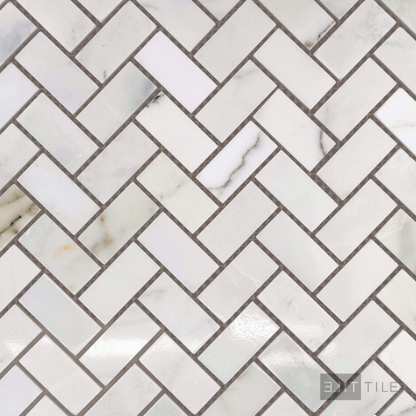Calacatta Gold Marble 1X2 Herringbone Polished Mosaic