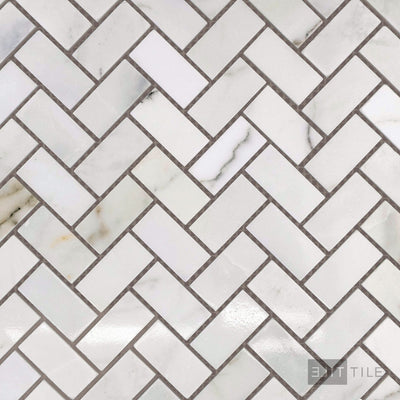 Calacatta Gold Marble 1X2 Herringbone Polished Mosaic