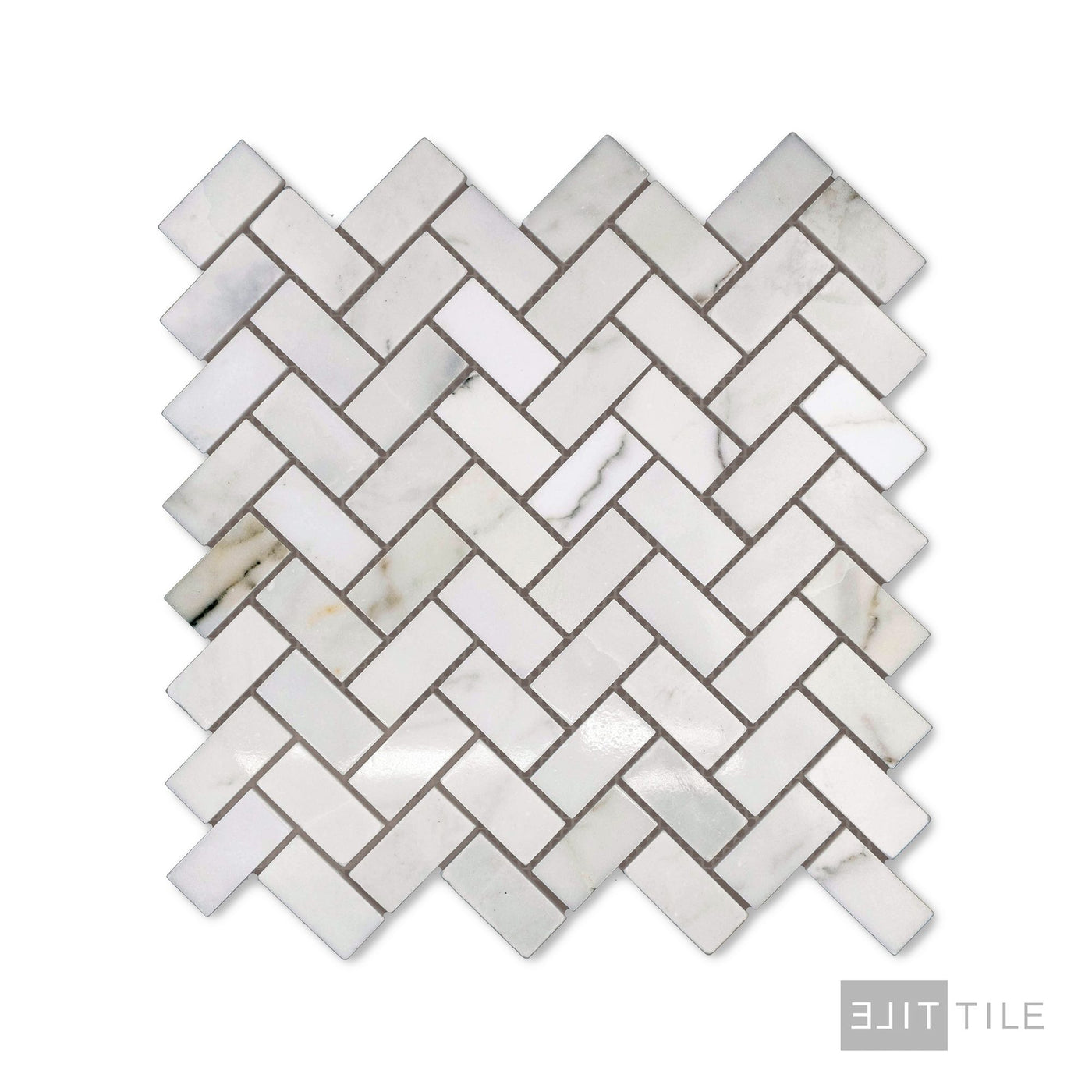 Calacatta Gold Marble 1X2 Herringbone Polished Mosaic