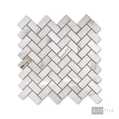 Calacatta Gold Marble 1X2 Herringbone Polished Mosaic