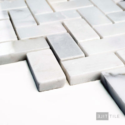 Calacatta Gold Marble 1X2 Herringbone Polished Mosaic