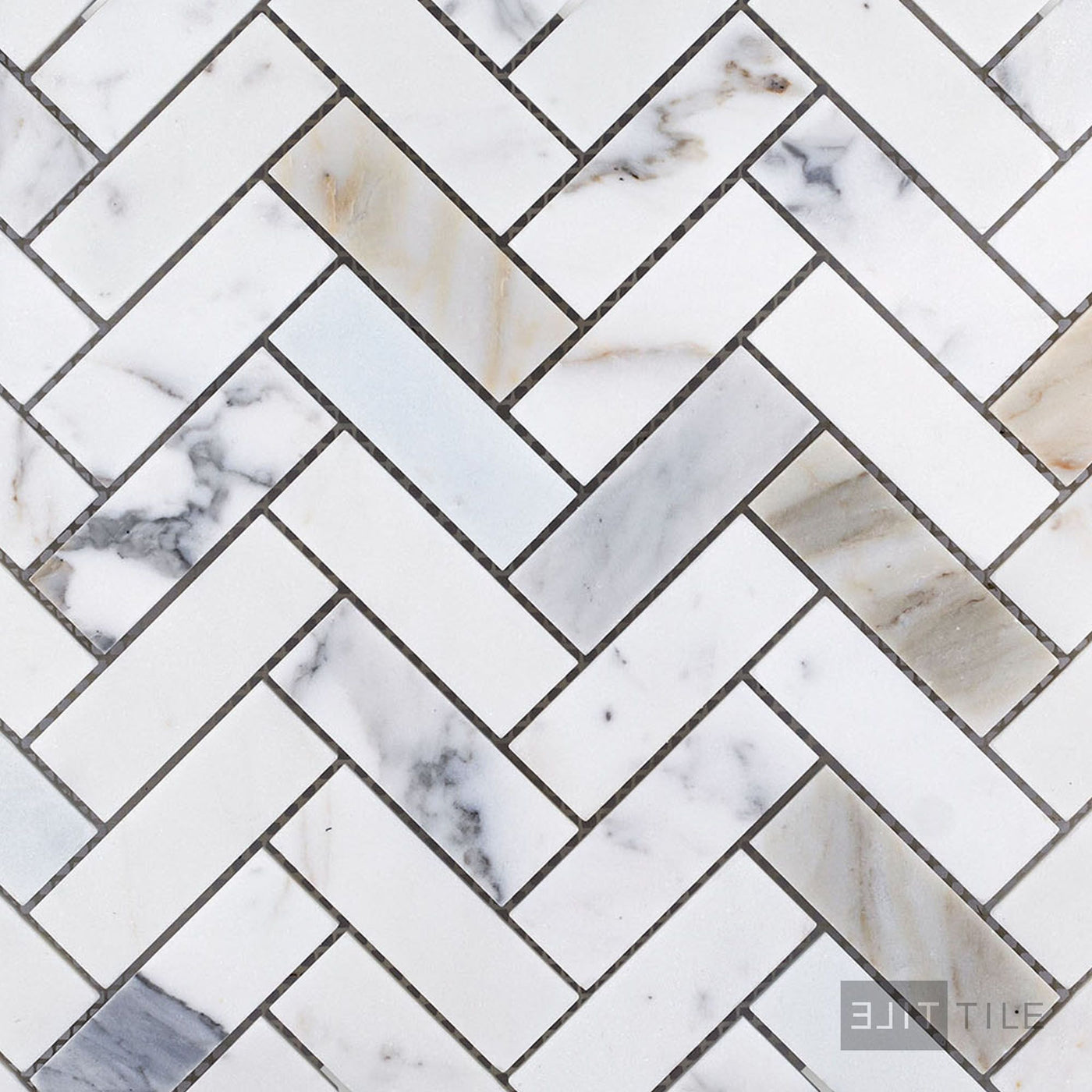 Calacatta Gold Marble 1X3 Herringbone Honed Mosaic