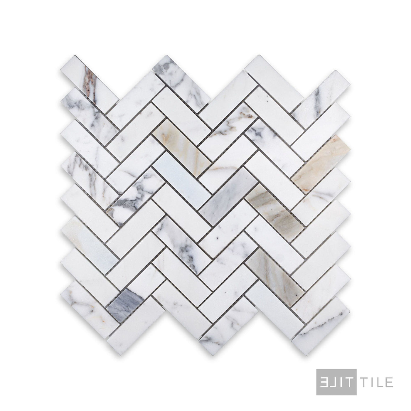 Calacatta Gold Marble 1X3 Herringbone Honed Mosaic