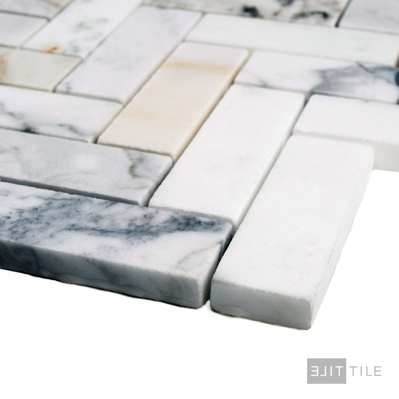 Calacatta Gold Marble 1X3 Herringbone Honed Mosaic