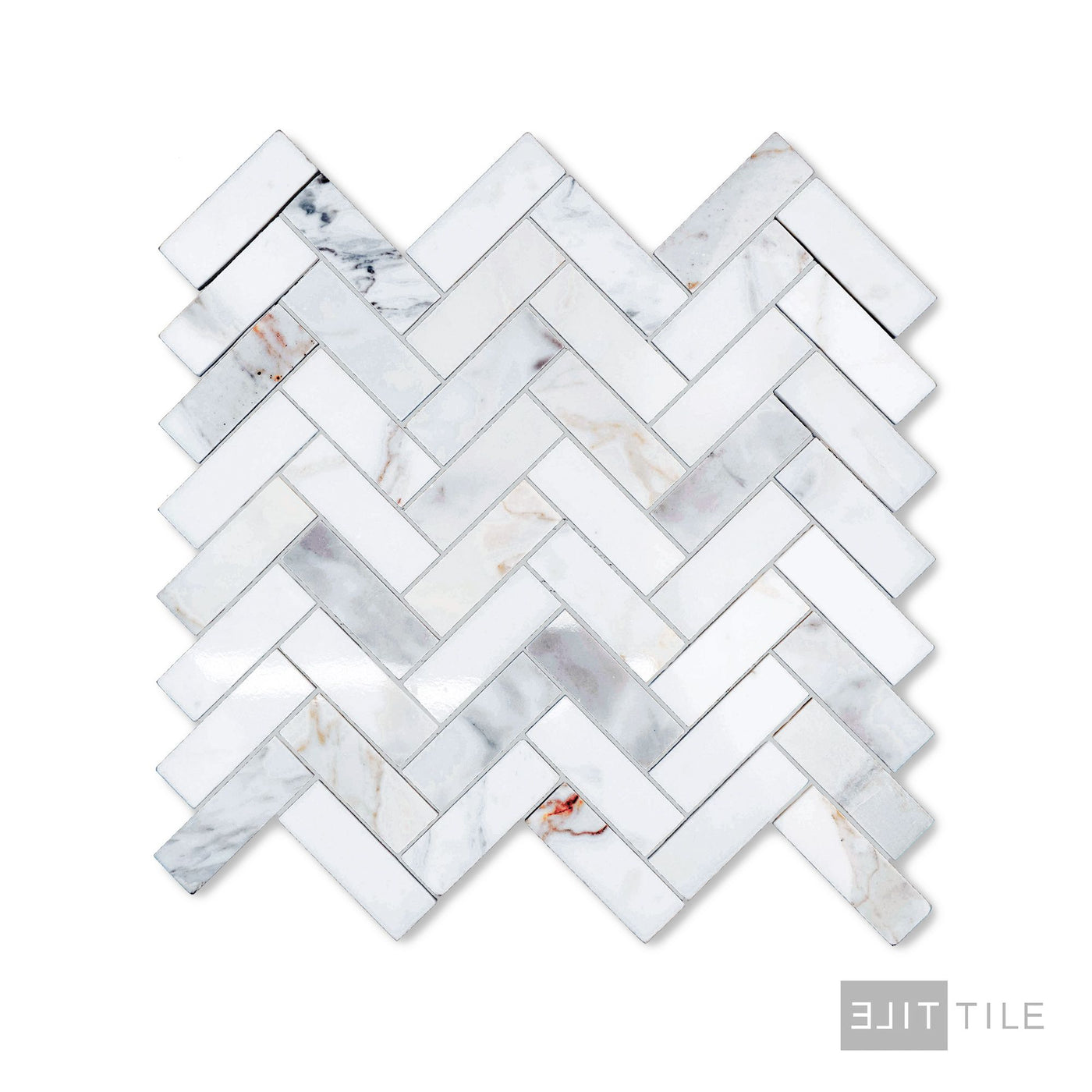 Calacatta Gold Marble 1X3 Herringbone Polished Mosaic