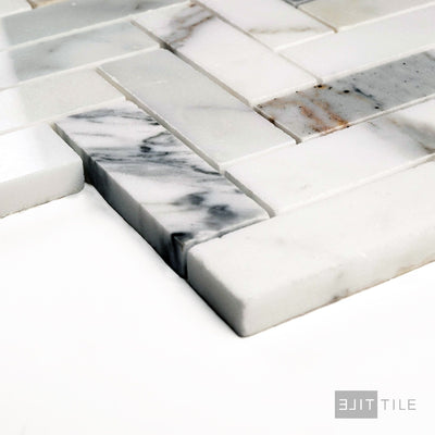 Calacatta Gold Marble 1X3 Herringbone Polished Mosaic