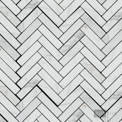 Calacatta Gold Marble 1X4 Herringbone Honed Mosaic