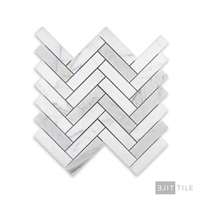 Calacatta Gold Marble 1X4 Herringbone Honed Mosaic