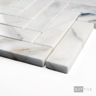 Calacatta Gold Marble 1X4 Herringbone Polished Mosaic
