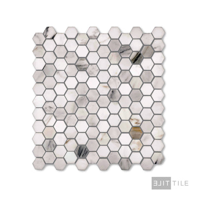 Calacatta Gold Marble 1" Hexagon Honed Mosaic