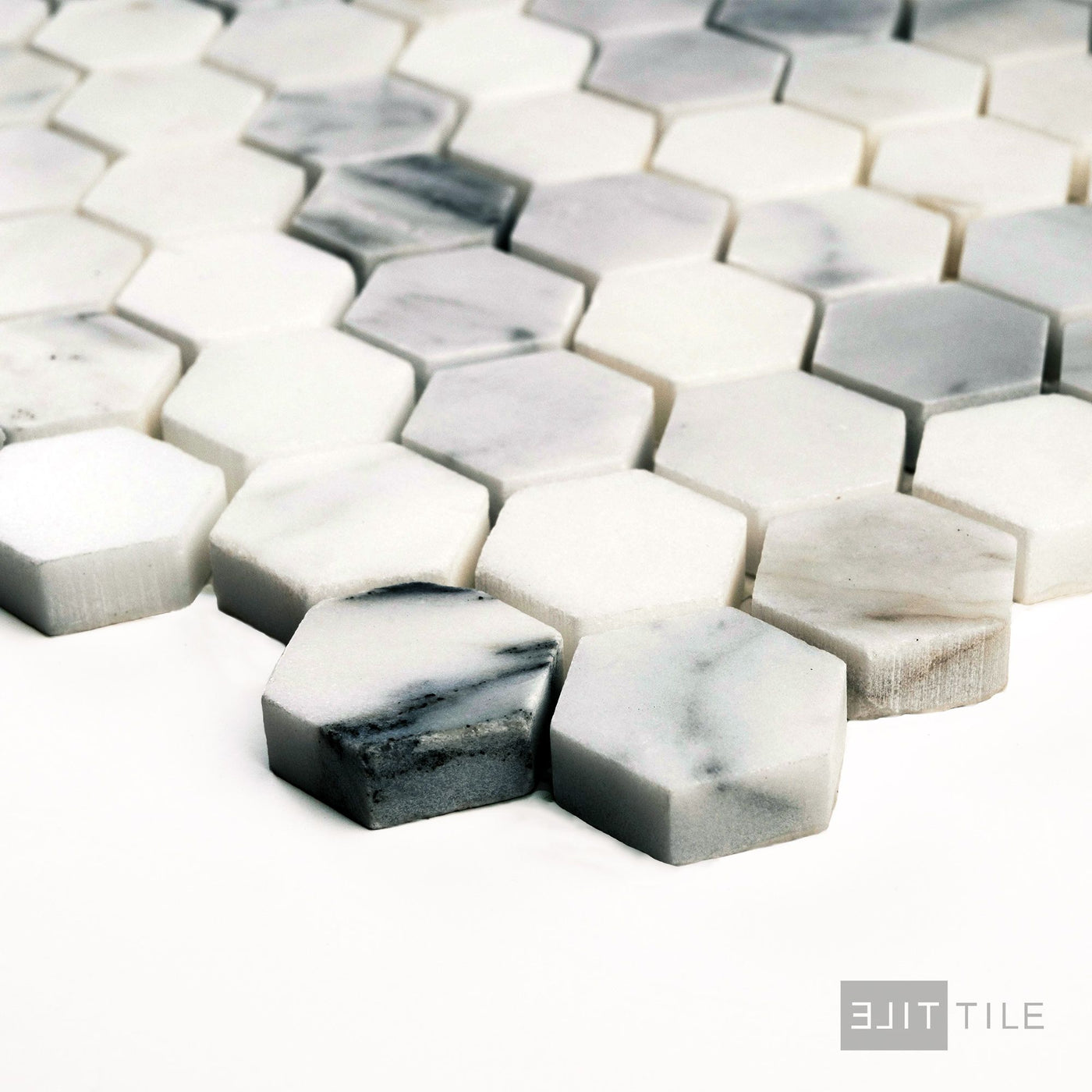 Calacatta Gold Marble 1" Hexagon Honed Mosaic