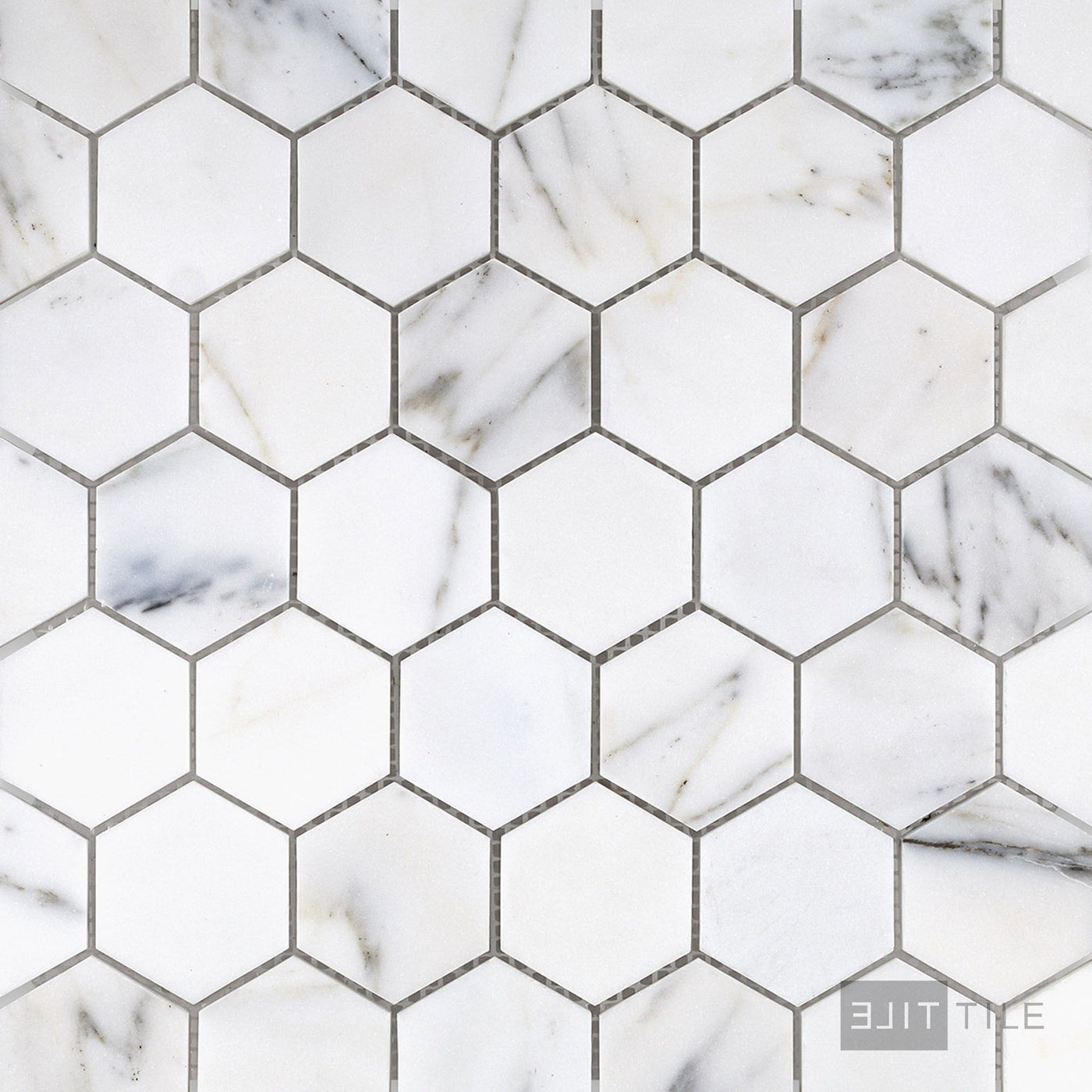 Calacatta Gold Marble 2" Hexagon Honed Mosaic