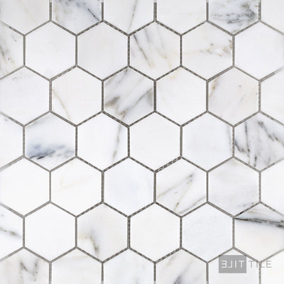 Calacatta Gold Marble 2" Hexagon Honed Mosaic