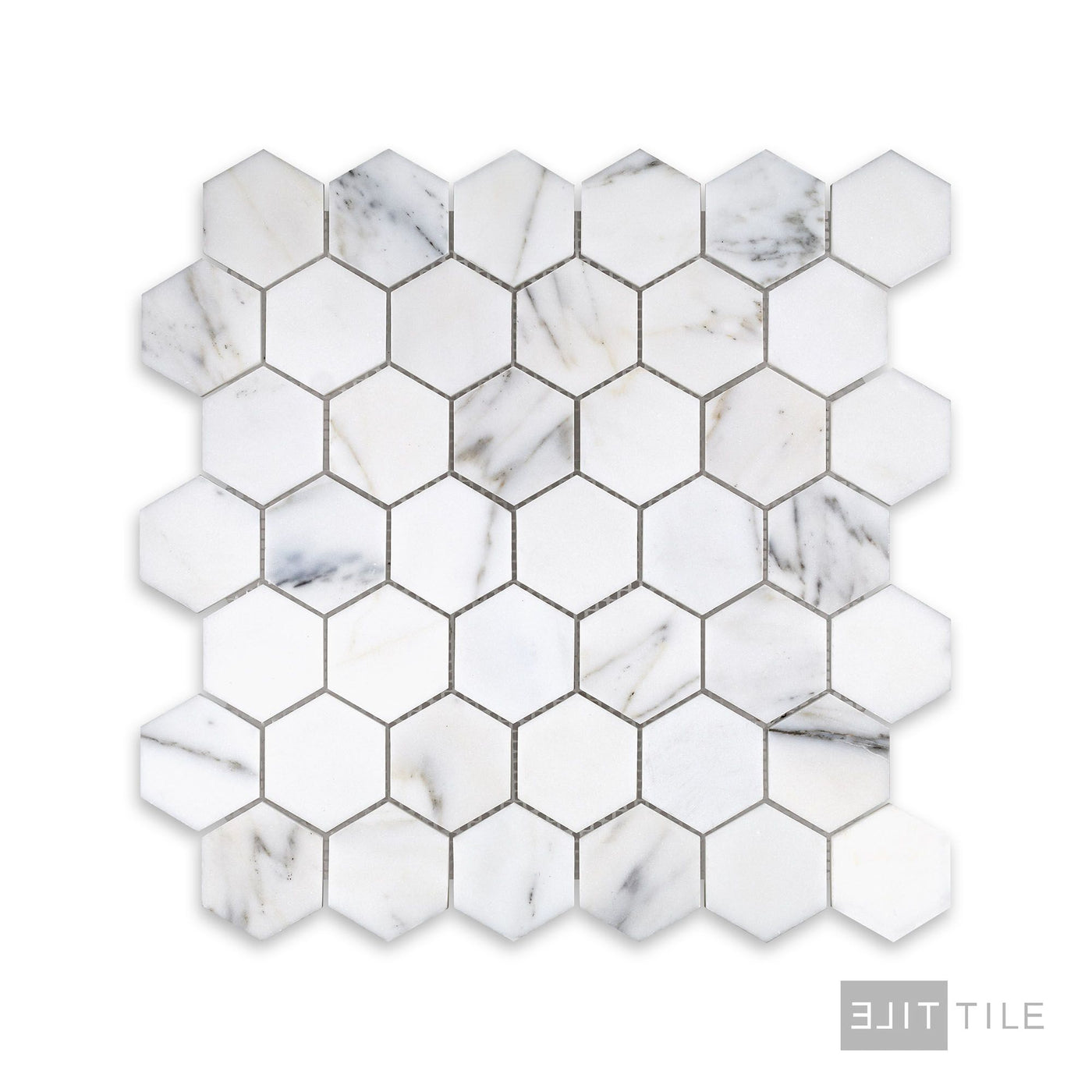 Calacatta Gold Marble 2" Hexagon Honed Mosaic