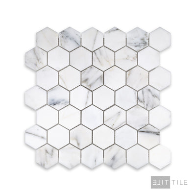Calacatta Gold Marble 2" Hexagon Honed Mosaic