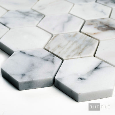 Calacatta Gold Marble 2" Hexagon Honed Mosaic