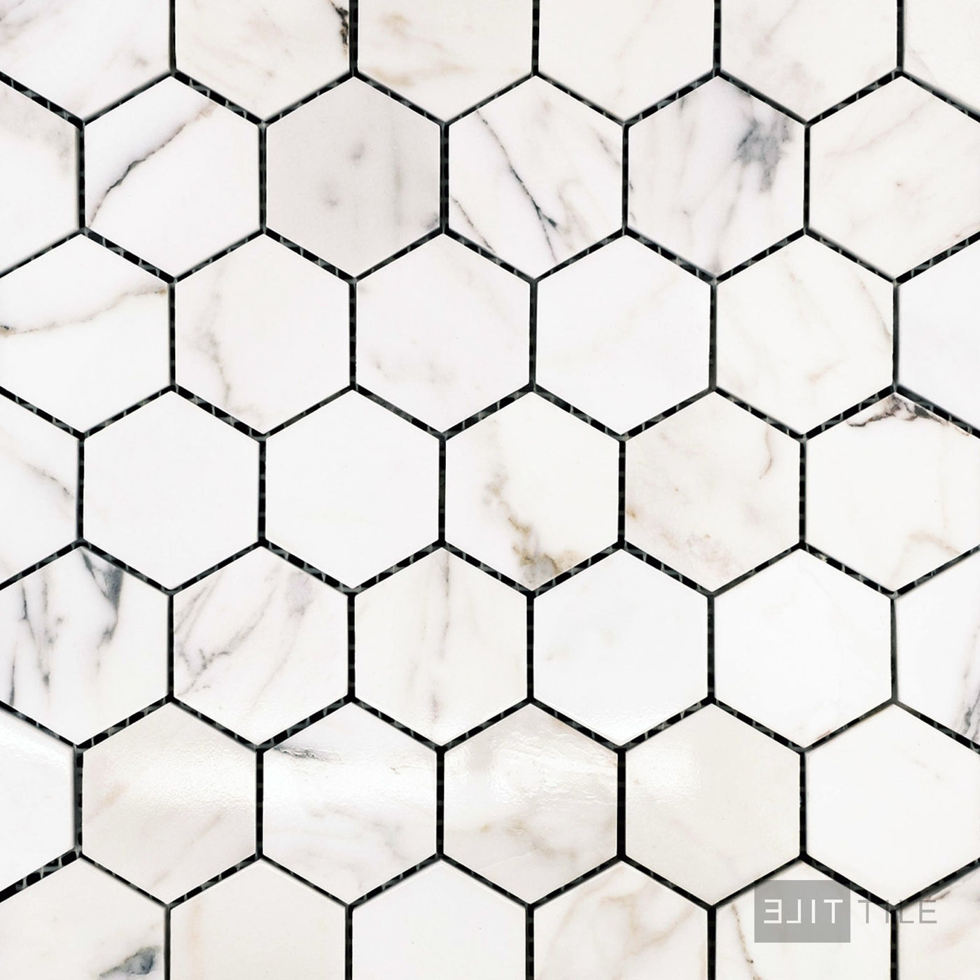 Calacatta Gold Marble 2" Hexagon Polished Mosaic