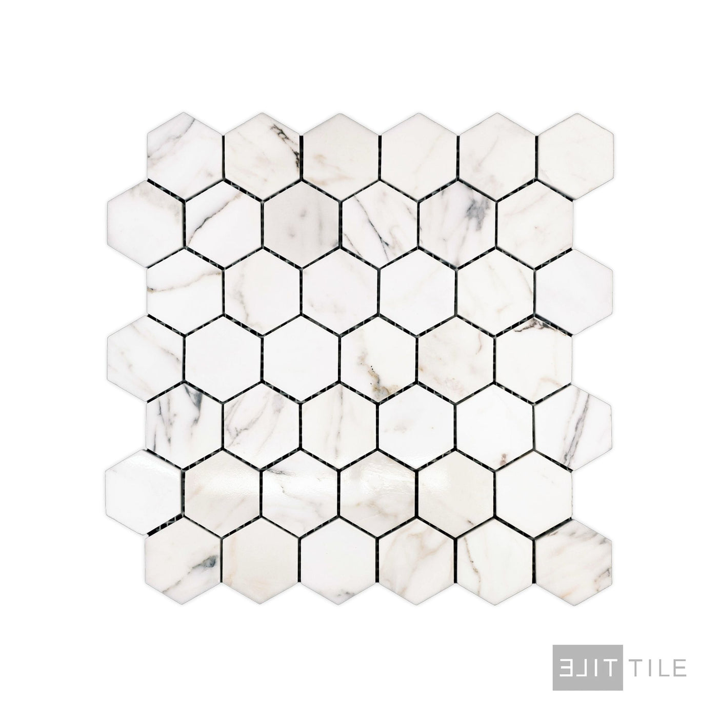Calacatta Gold Marble 2" Hexagon Polished Mosaic