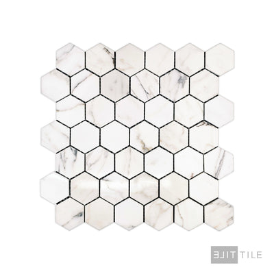 Calacatta Gold Marble 2" Hexagon Polished Mosaic