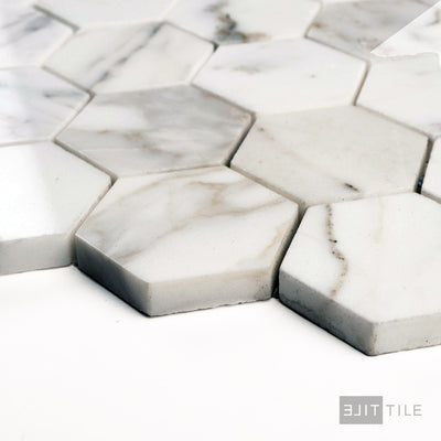 Calacatta Gold Marble 2" Hexagon Polished Mosaic