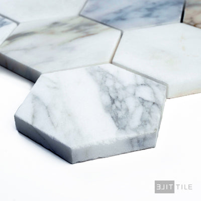 Calacatta Gold Marble 3" Hexagon Honed Mosaic