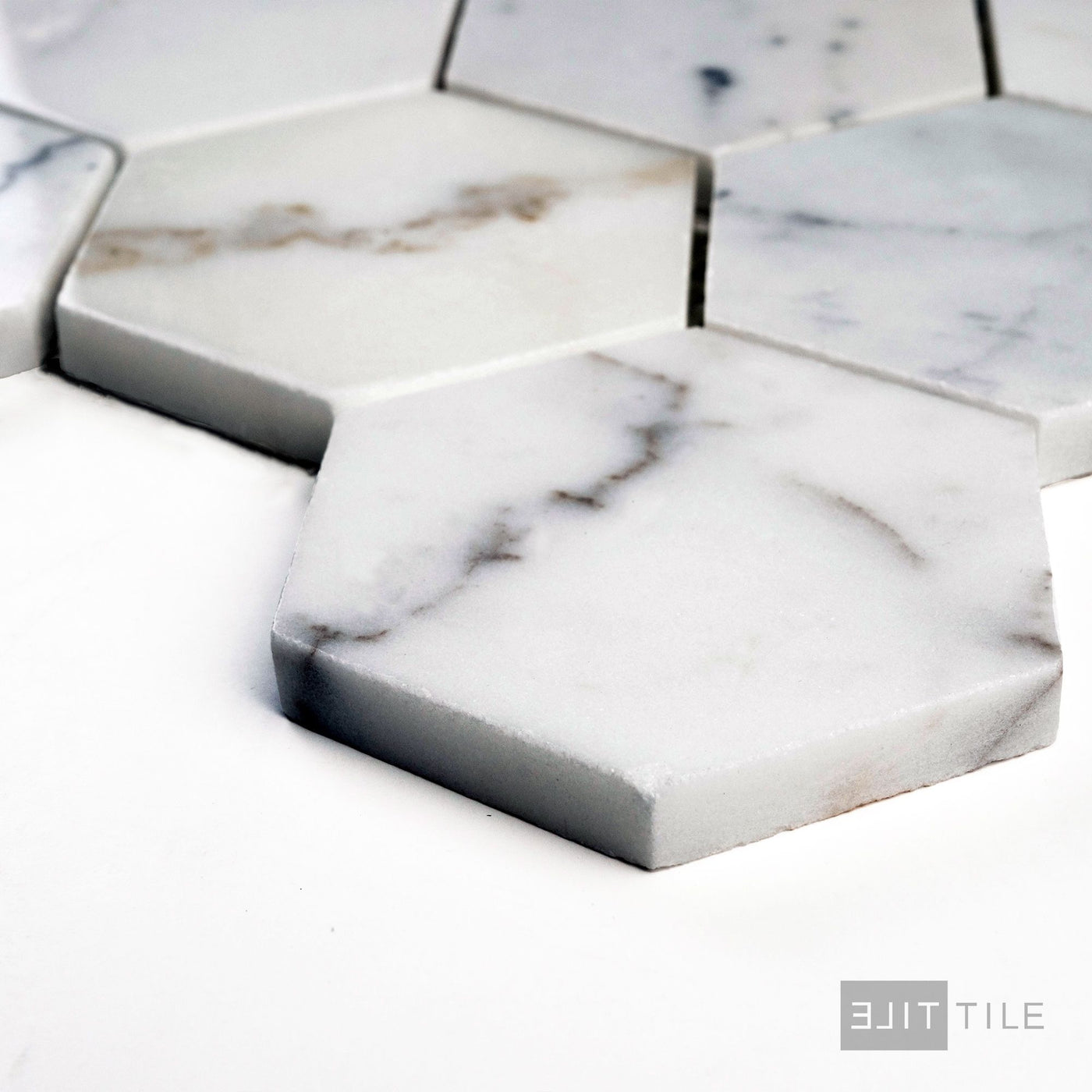 Calacatta Gold Marble 3" Hexagon Polished Mosaic