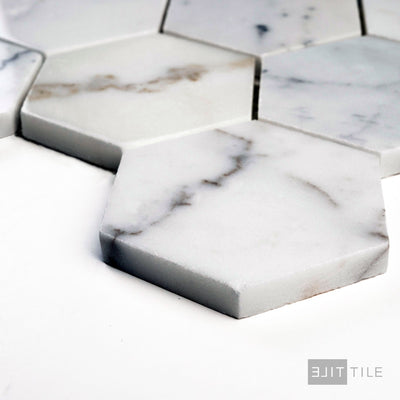 Calacatta Gold Marble 3" Hexagon Polished Mosaic