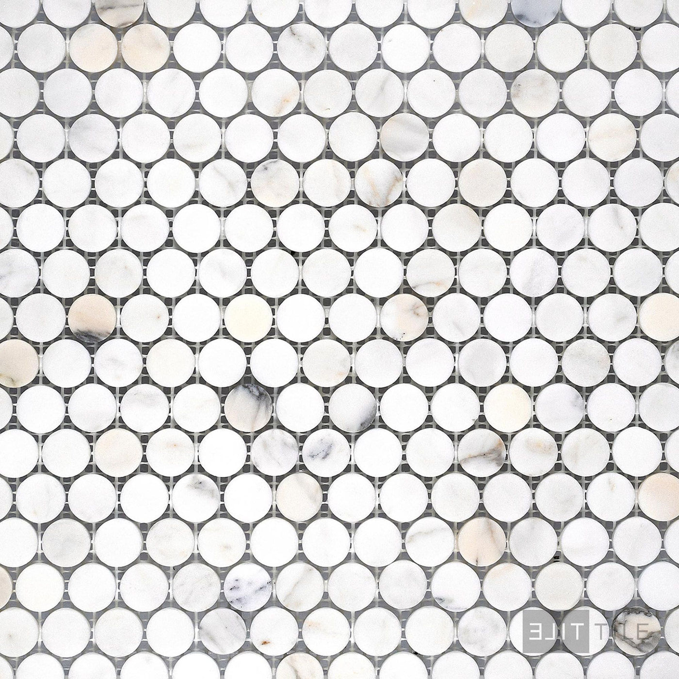 Calacatta Gold Marble Penny Round Honed Mosaic