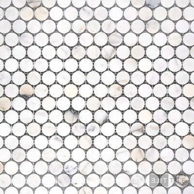 Calacatta Gold Marble Penny Round Honed Mosaic