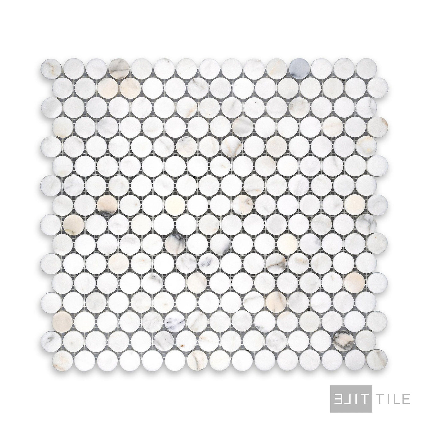 Calacatta Gold Marble Penny Round Honed Mosaic