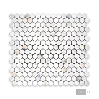 Calacatta Gold Marble Penny Round Honed Mosaic