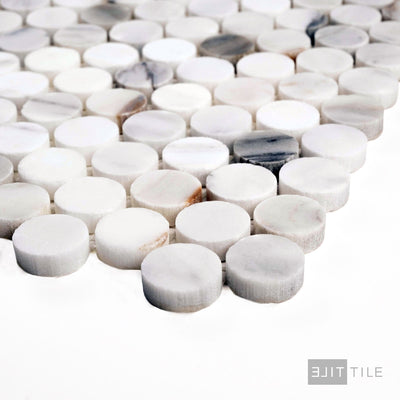 Calacatta Gold Marble Penny Round Honed Mosaic