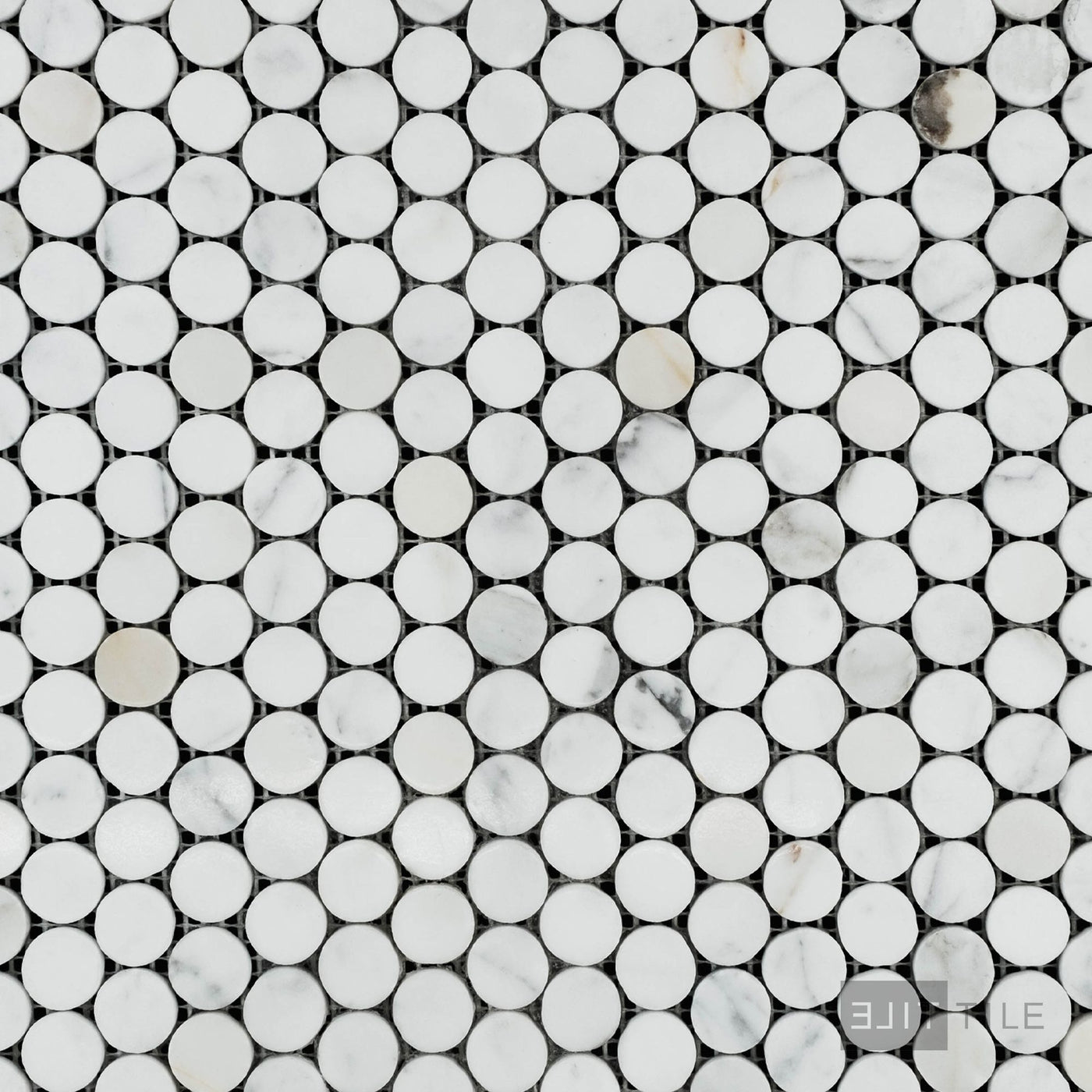 Calacatta Gold Marble Penny Round Polished Mosaic