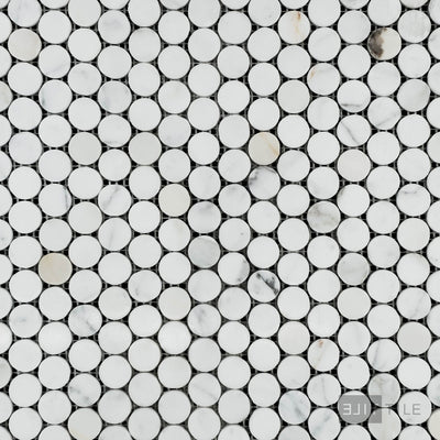 Calacatta Gold Marble Penny Round Polished Mosaic