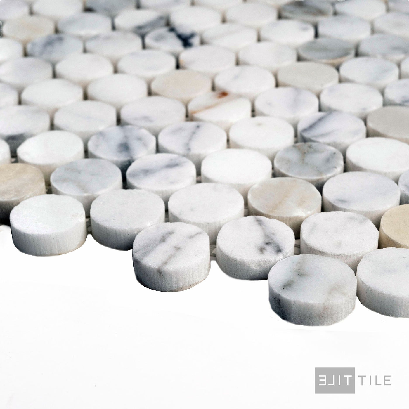 Calacatta Gold Marble Penny Round Polished Mosaic