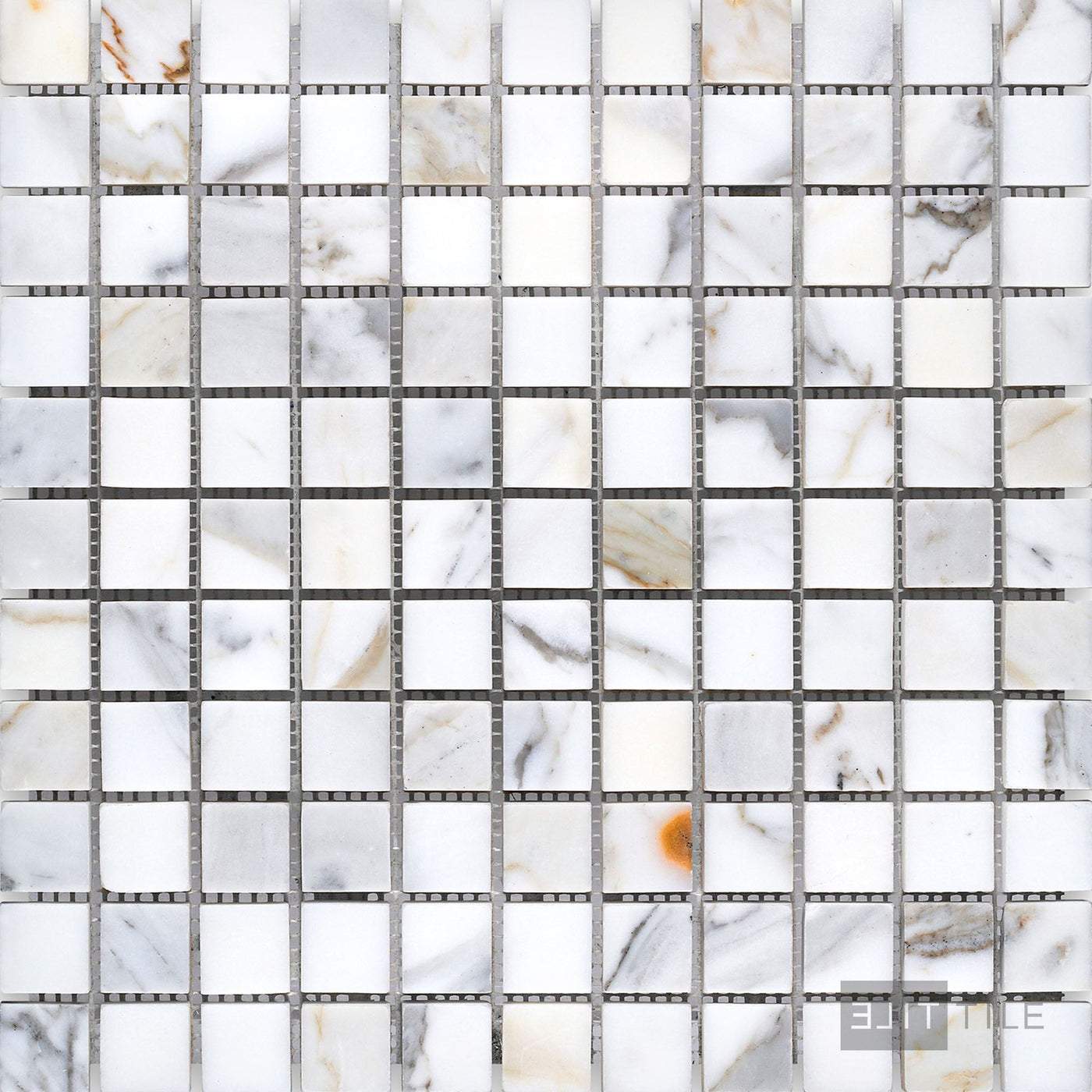 Calacatta Gold Marble 1" Square Honed Mosaic