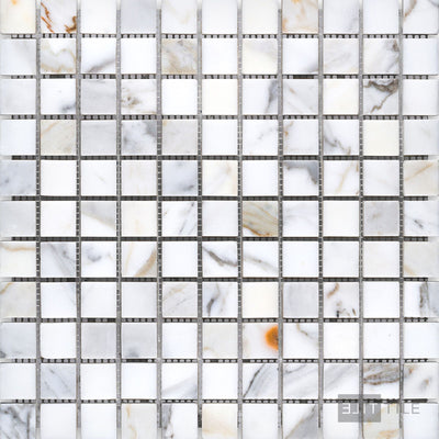 Calacatta Gold Marble 1" Square Honed Mosaic
