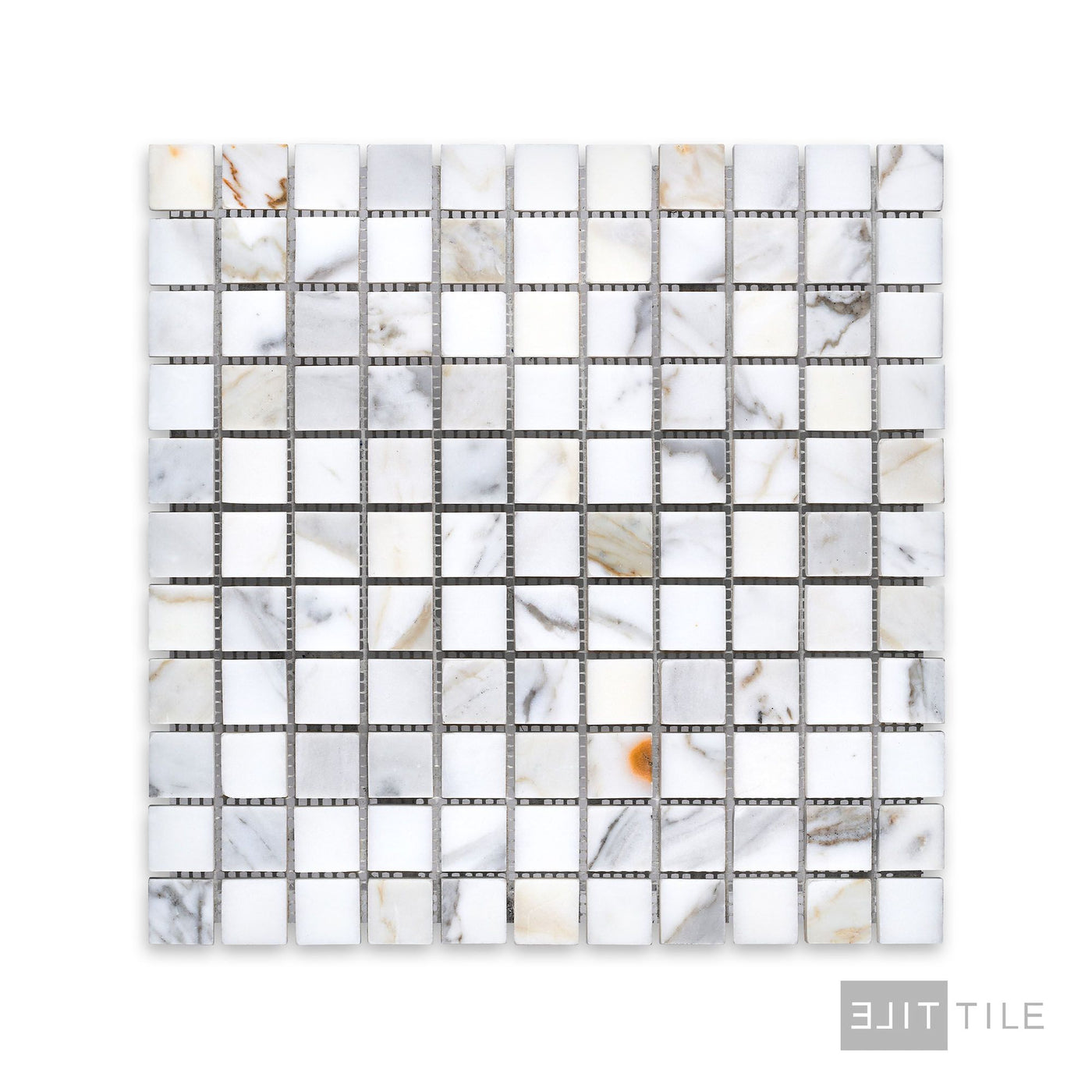 Calacatta Gold Marble 1" Square Honed Mosaic