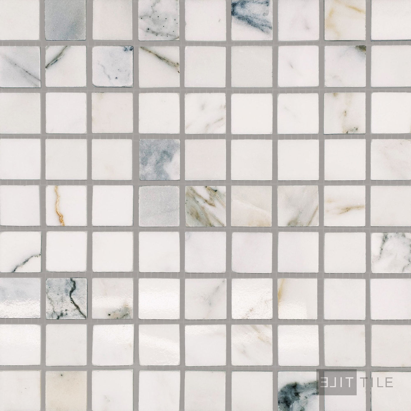 Calacatta Gold Marble 1" Square Polished Mosaic